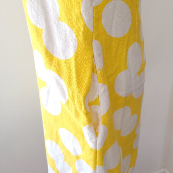 Lilly Pulitzer Linen Shift Dress Yellow Polka Dot Mod Buttons Sleeveless 4 - Picture 7 of 13